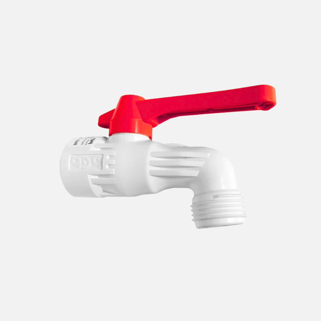 Llave plastica jardin palanca roja