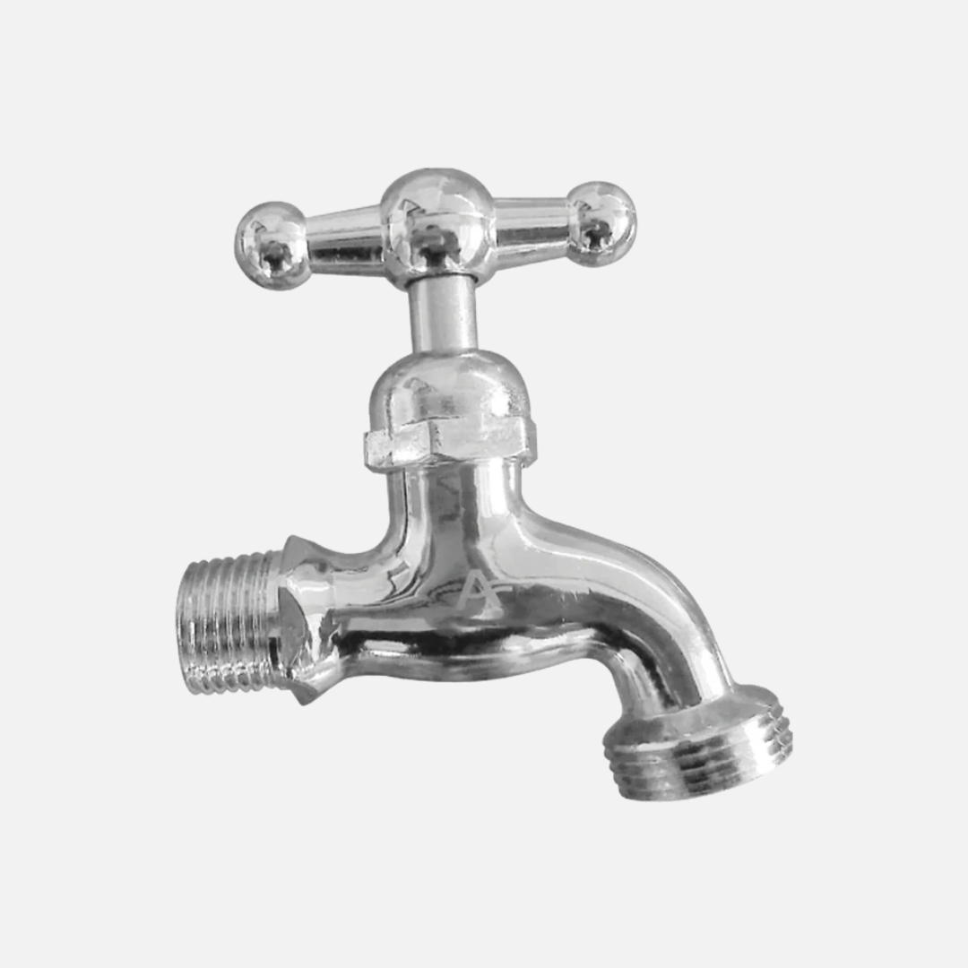 Llave jardín cromada pesada