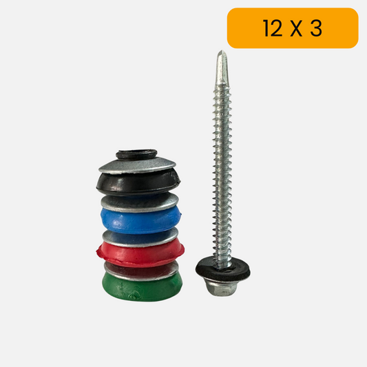 Paquete de 100 UNDS de Tornillo hexagonal punta de broca con arandela neopreno 12 X 3 + arandela capuchón