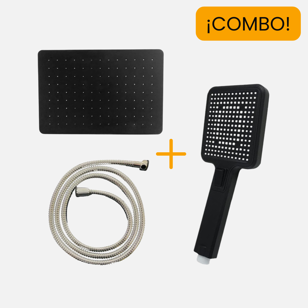 Combo ducha negra + mini ducha teléfono lujo