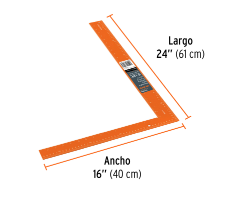 Escuadra 16"X 24" de aluminio color naranja para cantero marca TRUPER