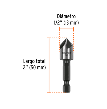 Avellanador HSS cambio rápido 1/2" marca TRUPER