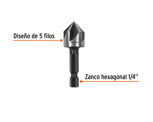 Avellanador HSS cambio rápido 5/8" marca TRUPER