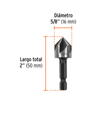 Avellanador HSS cambio rápido 5/8" marca TRUPER