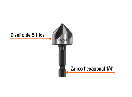 Avellanador HSS cambio rápido 3/4" marca TRUPER