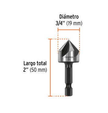Avellanador HSS cambio rápido 3/4" marca TRUPER