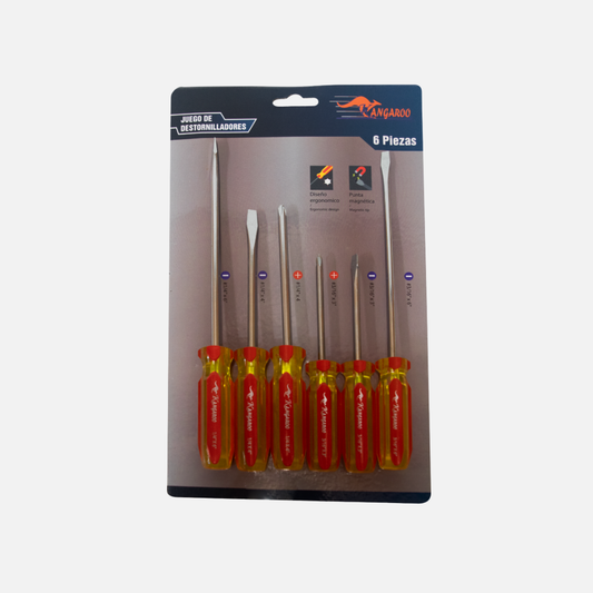 Juego destornillador mixto economico 3/16″ – 1/4″ x 6 piezas kangaroo