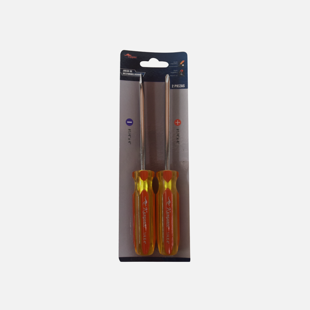 Juego destornillador mixto economico 1/4″ x 2 piezas kangaroo