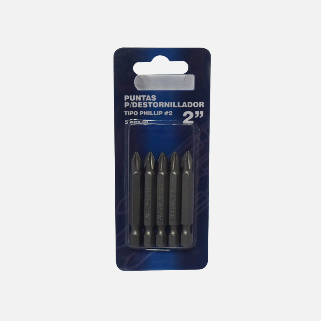 Juego puntas 5 piezas phillip #2 x 2″ importada