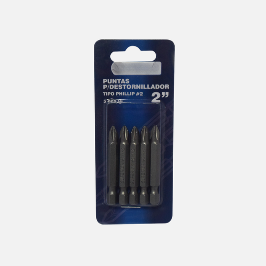 Juego puntas 5 piezas phillip #2 x 2″ importada