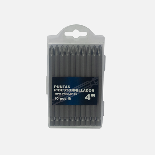 Juego puntas 10 piezas phillip #2 x 4″ importada