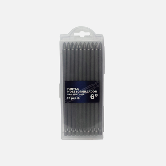 Juego puntas 10 piezas phillip #2 x 6″ importada