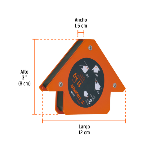 Escuadra magnetica p/soldar 3" capacidad 11kg marca TRUPER