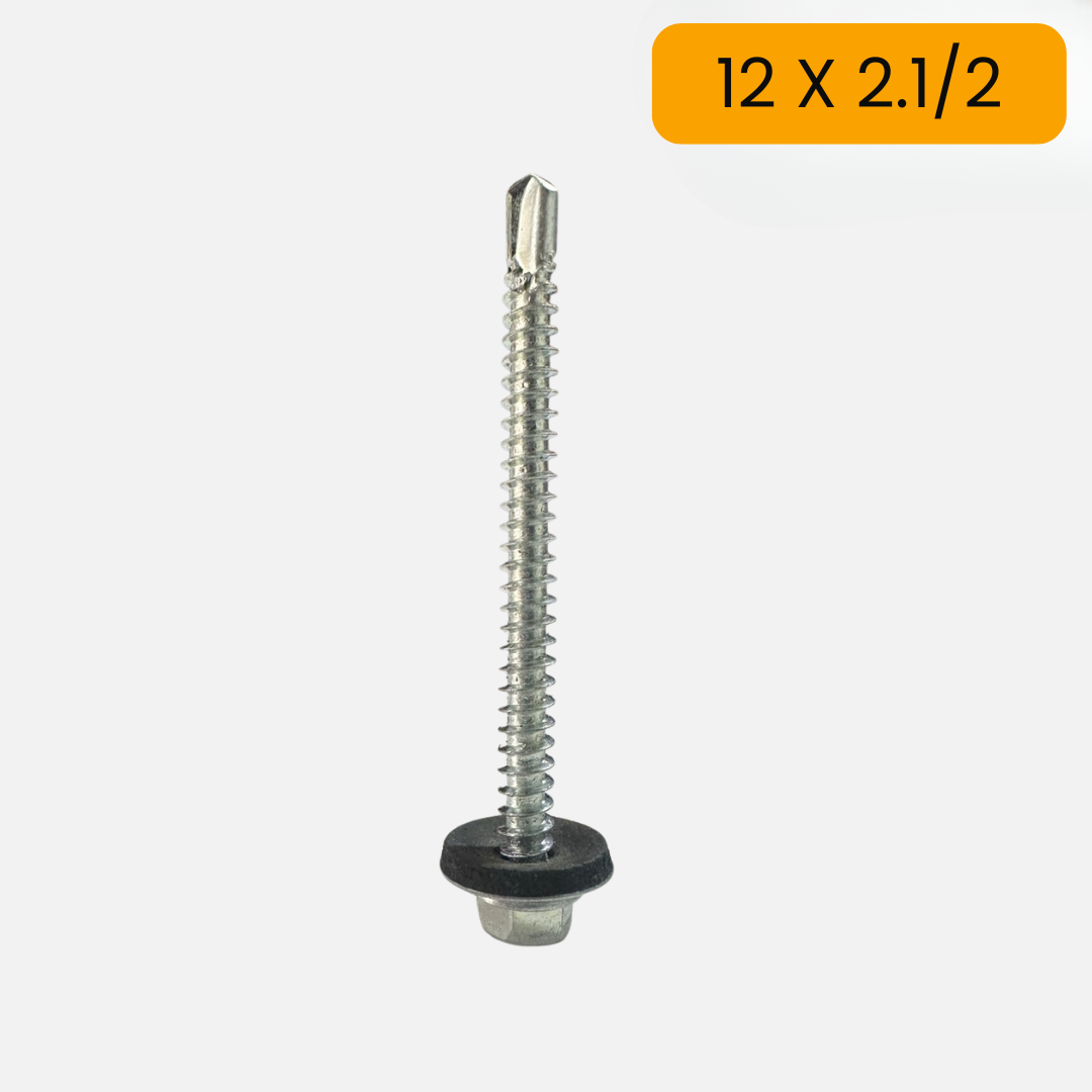 Tornillo hexagonal punta broca con arandela de neopreno 12 X 2.1/2