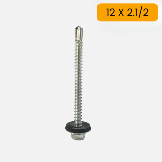 Tornillo hexagonal punta broca con arandela de neopreno 12 X 2.1/2