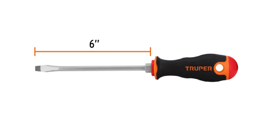Destornillador pala 1/4 x 6" mango Comfort Grip marca TRUPER