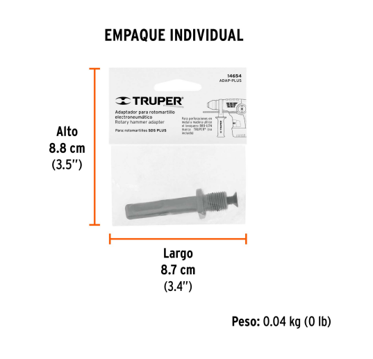 Adaptador para rotomartillo SDS PLUS marca TRUPER