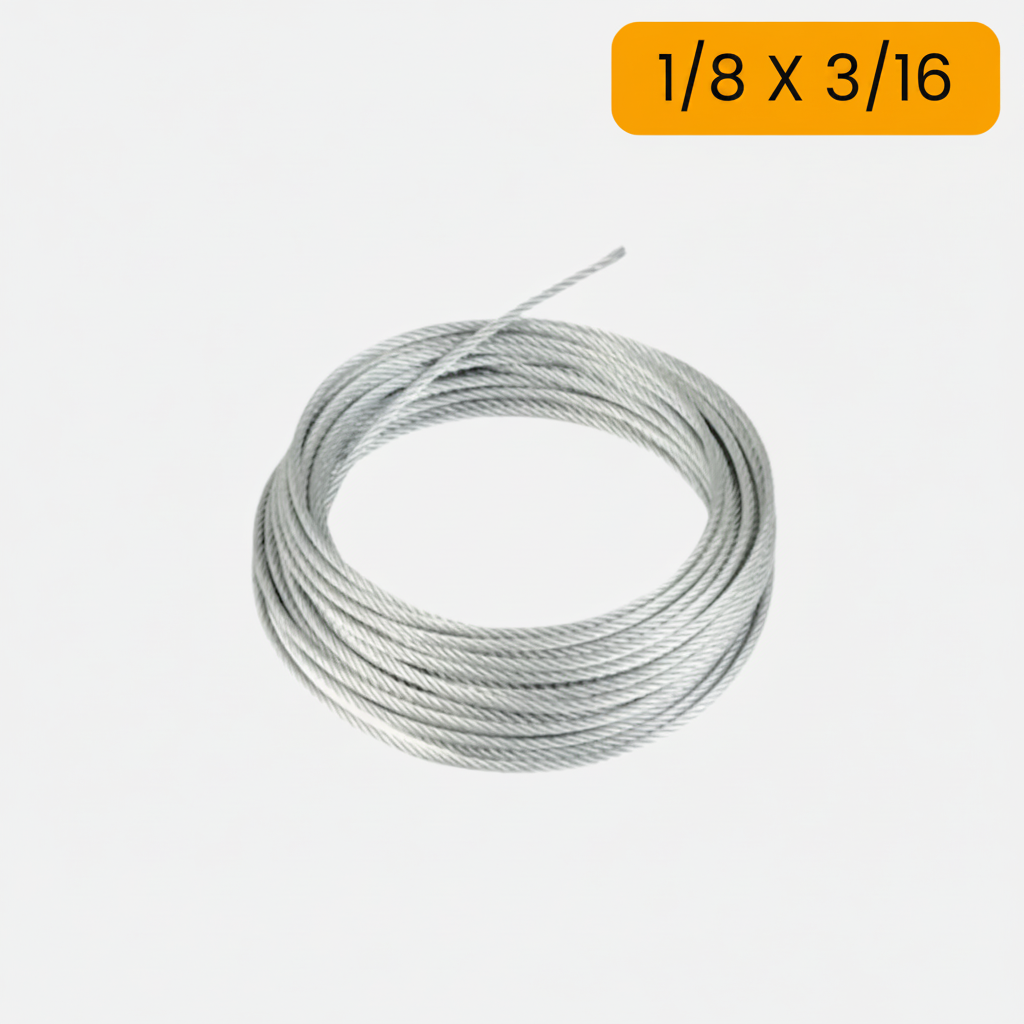 Cable de acero guaya encauchetada  X500 metros de 1/8 X 3/16