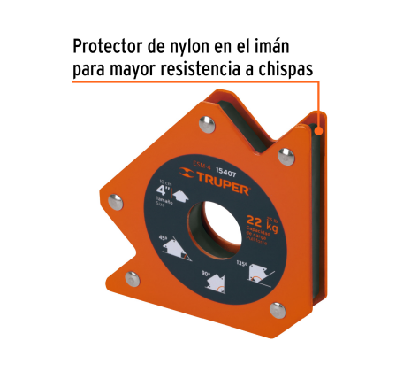 Escuadra magnética p/soldar 4" capacidad 22kg marca TRUPER