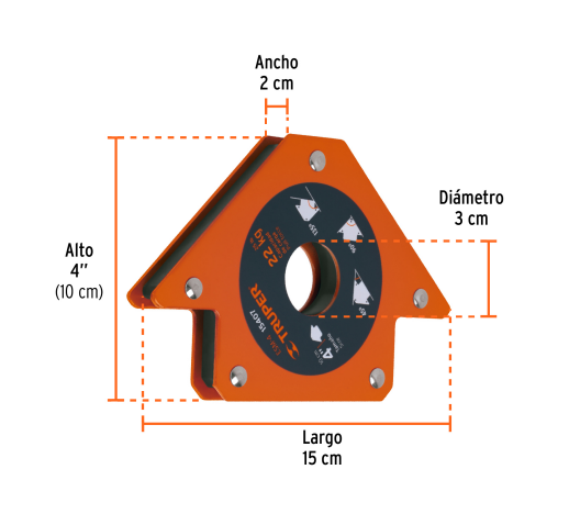 Escuadra magnética p/soldar 4" capacidad 22kg marca TRUPER