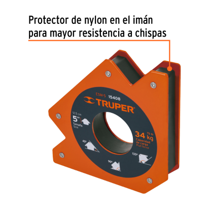 Escuadra magnetica p/soldar 5" capacidad 34KG marca TRUPER