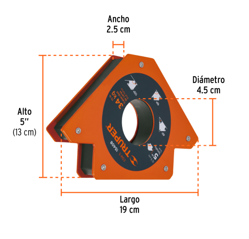 Escuadra magnetica p/soldar 5" capacidad 34KG marca TRUPER