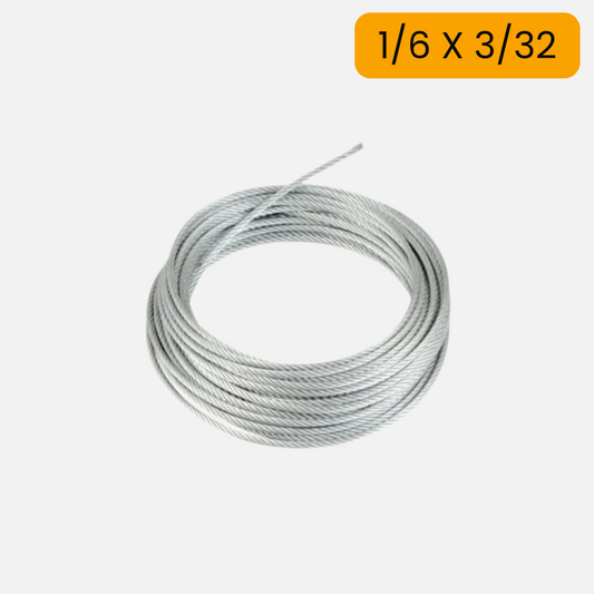 Cable de acero guaya encauchetada  X500 metros de 1/6 X 3/32