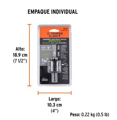 Mandril zanco 7/16" para copasierras bimetalicas marca TRUPER EXPERT