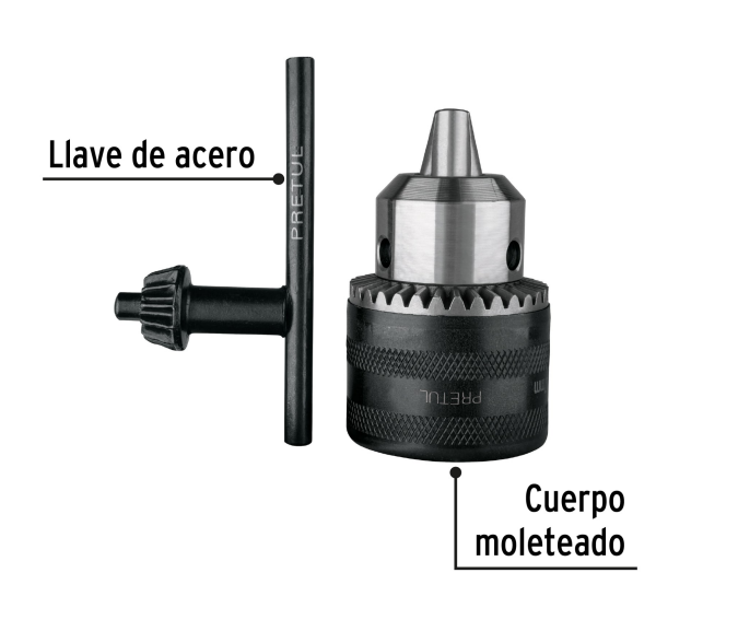Mandril 1/2" con llave marca PRETUL