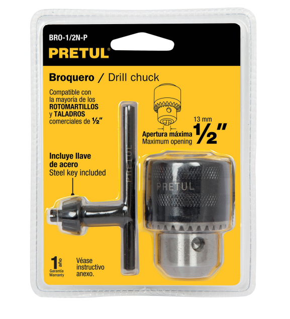 Mandril 1/2" con llave marca PRETUL