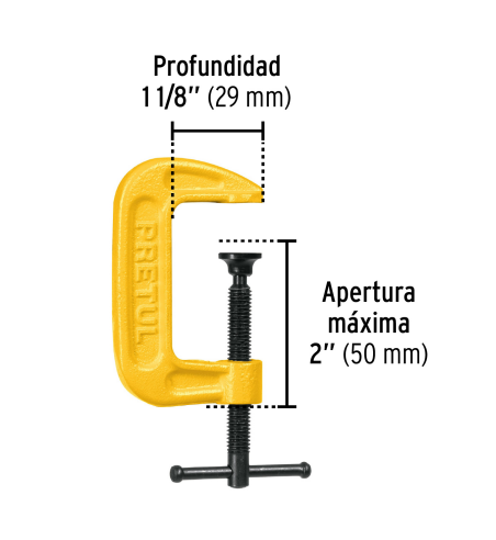 Prensa 2" de hierro dúctil para carpintería marca PRETUL