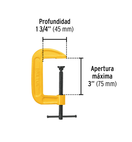Prensa 3" de hierro dúctil para carpintería marca PRETUL