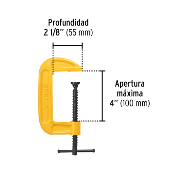 Prensa 4" de hierro dúctil para carpintería marca PRETUL