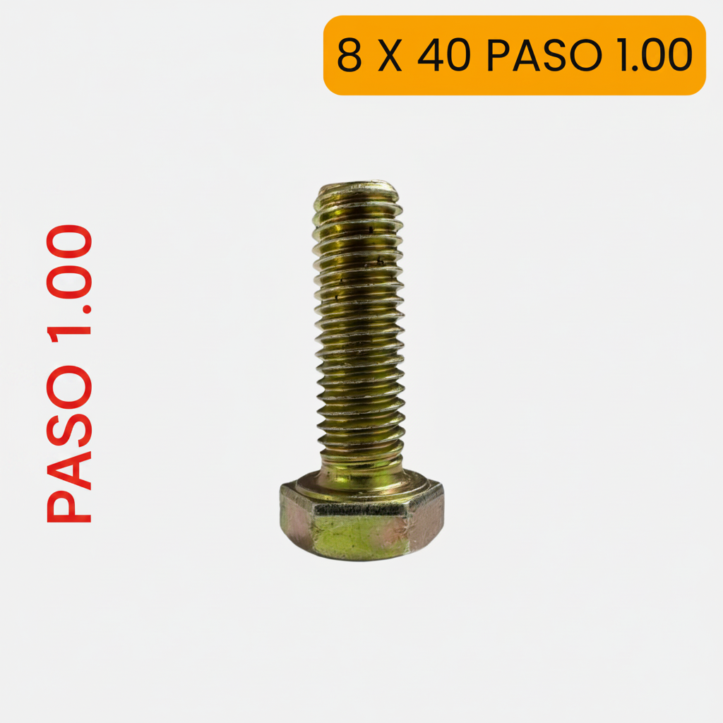 Tornillo hexagonal milimétrico de 8 X 40 ( paso 1.00)
