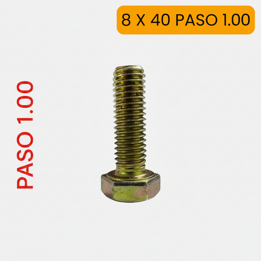Tornillo hexagonal milimétrico de 8 X 40 ( paso 1.00)