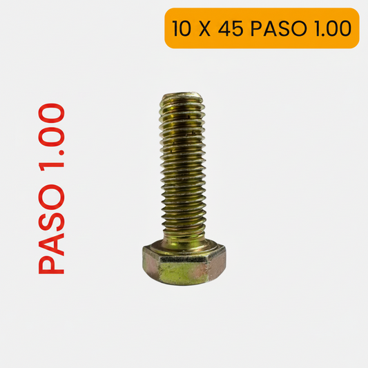 Tornillo hexagonal milimétrico de 10 X 45 ( paso 1.00)