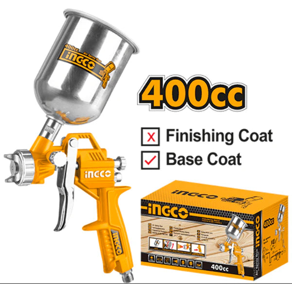 Pistola para pintar 400CC marca INGCO boquilla 1.2-1.8mm ASG4041