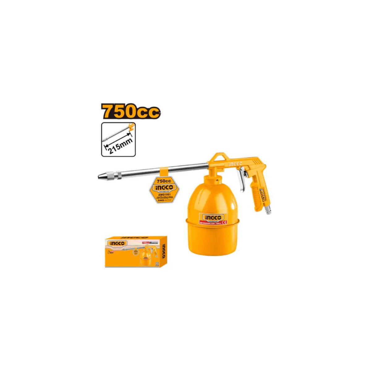 Pistola de aire petrolizadora neumática 215MM 0.75LT marca INGCO AWG1001
