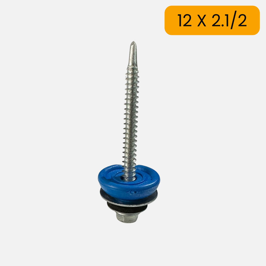 Tornillo hexagonal punta de broca con arandela neopreno 12 X 1.1/2 + arandela capuchón