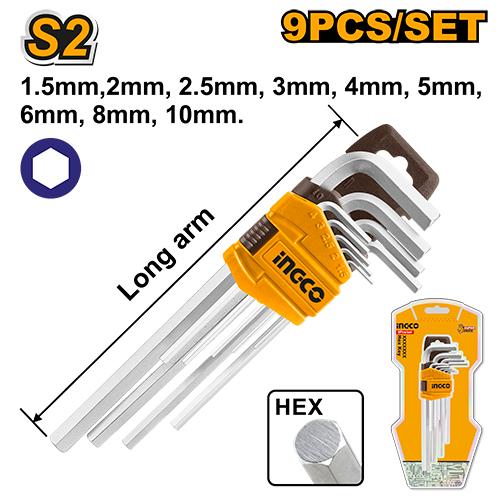 Set llaves bristol (allen) 9PCS en MM marca INGCO HHK11091
