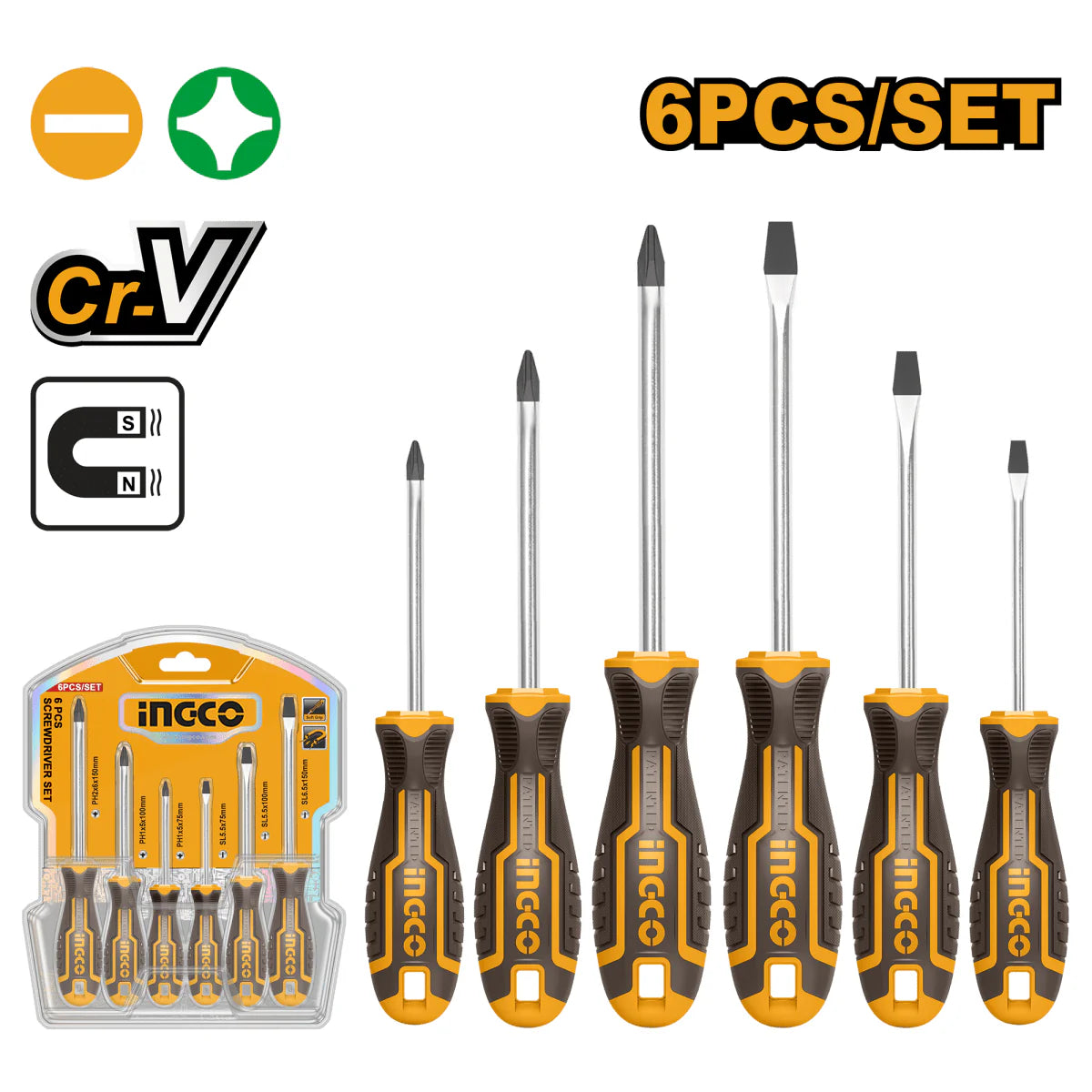 Set 6PCS destornillador marca INGCO HKSD0628