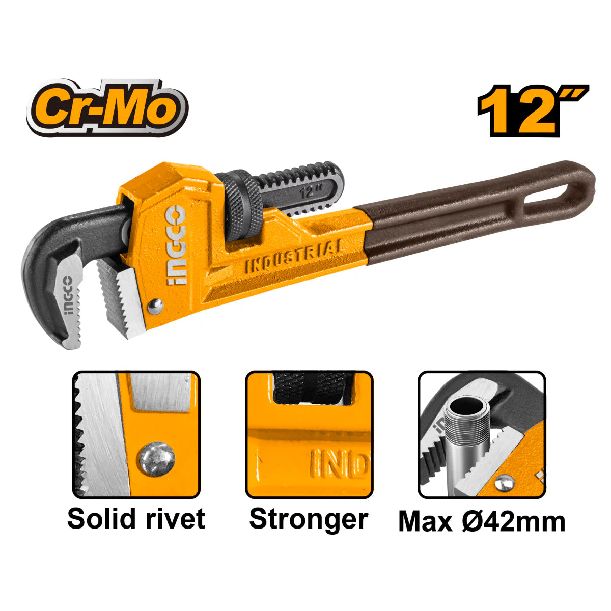 Llave de tubo 12" marca INGCO HPW0812