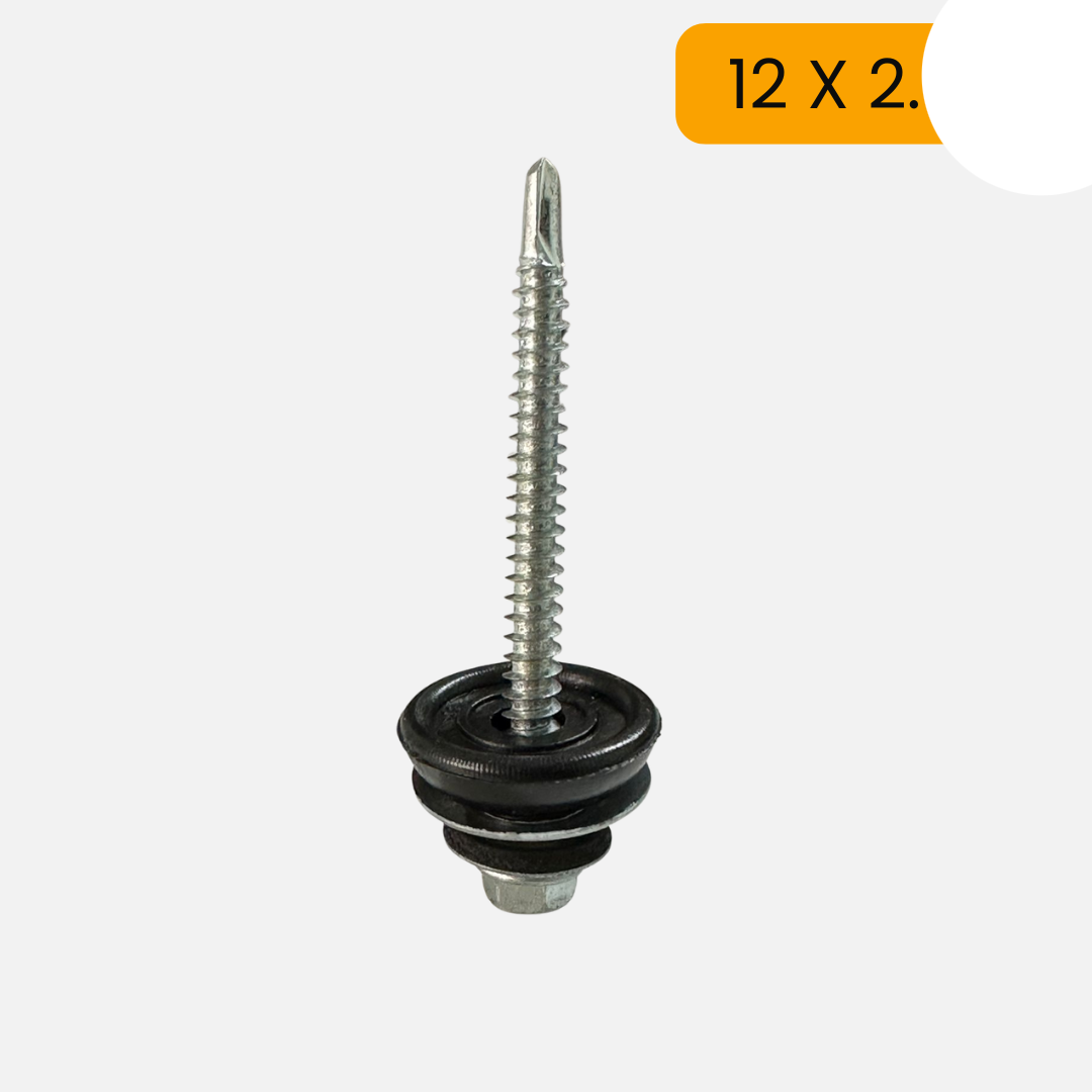 Paquete de 100 UNDS de Tornillo hexagonal punta de broca con arandela neopreno 12 X 2 + arandela capuchón
