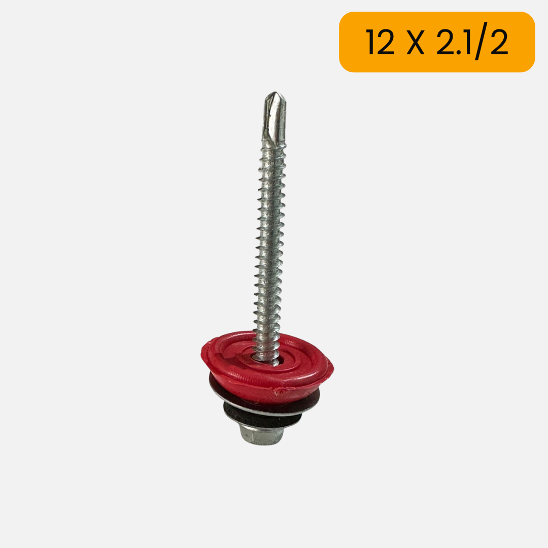 Tornillo hexagonal punta de broca con arandela neopreno 12 X 1.1/2 + arandela capuchón