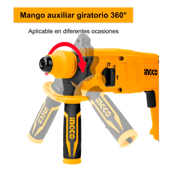 Taladro Rotomartillo 800W marca INGCO URGH9028-2 + compartimento brocas