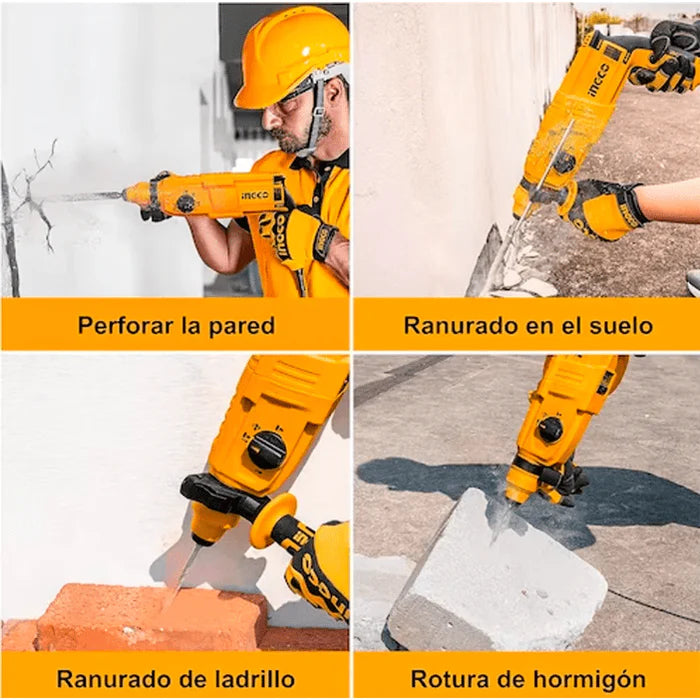 Taladro Rotomartillo 800W marca INGCO URGH9028-2 + compartimento brocas