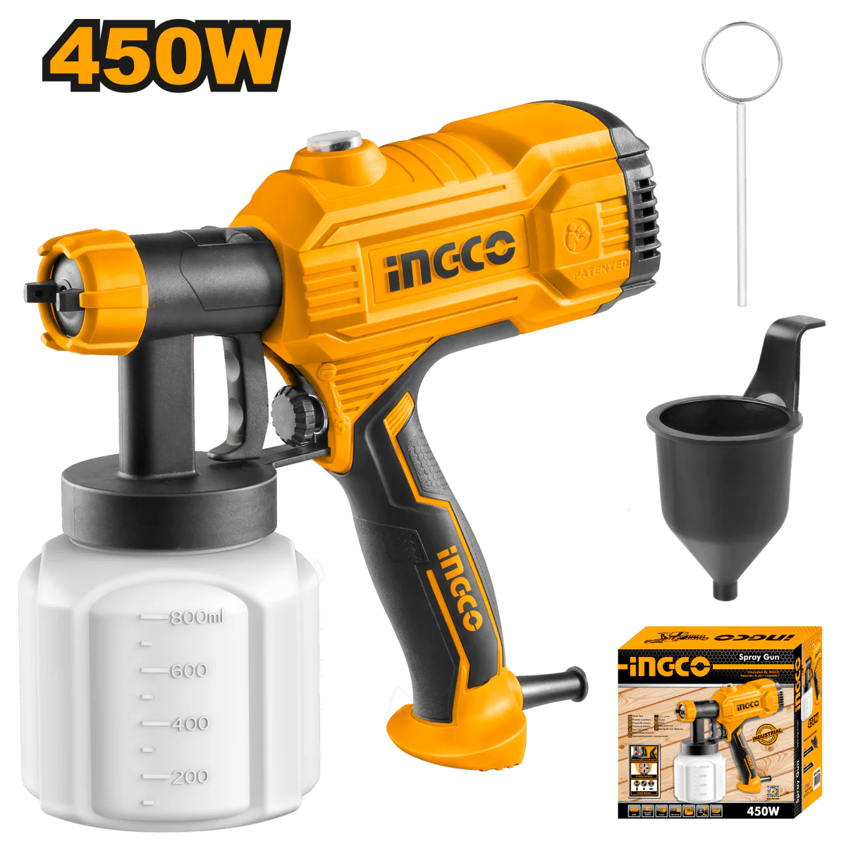Pistola para pintar 110/120V 450W 380ml/min CAP800ml marca INGCO USPG3508