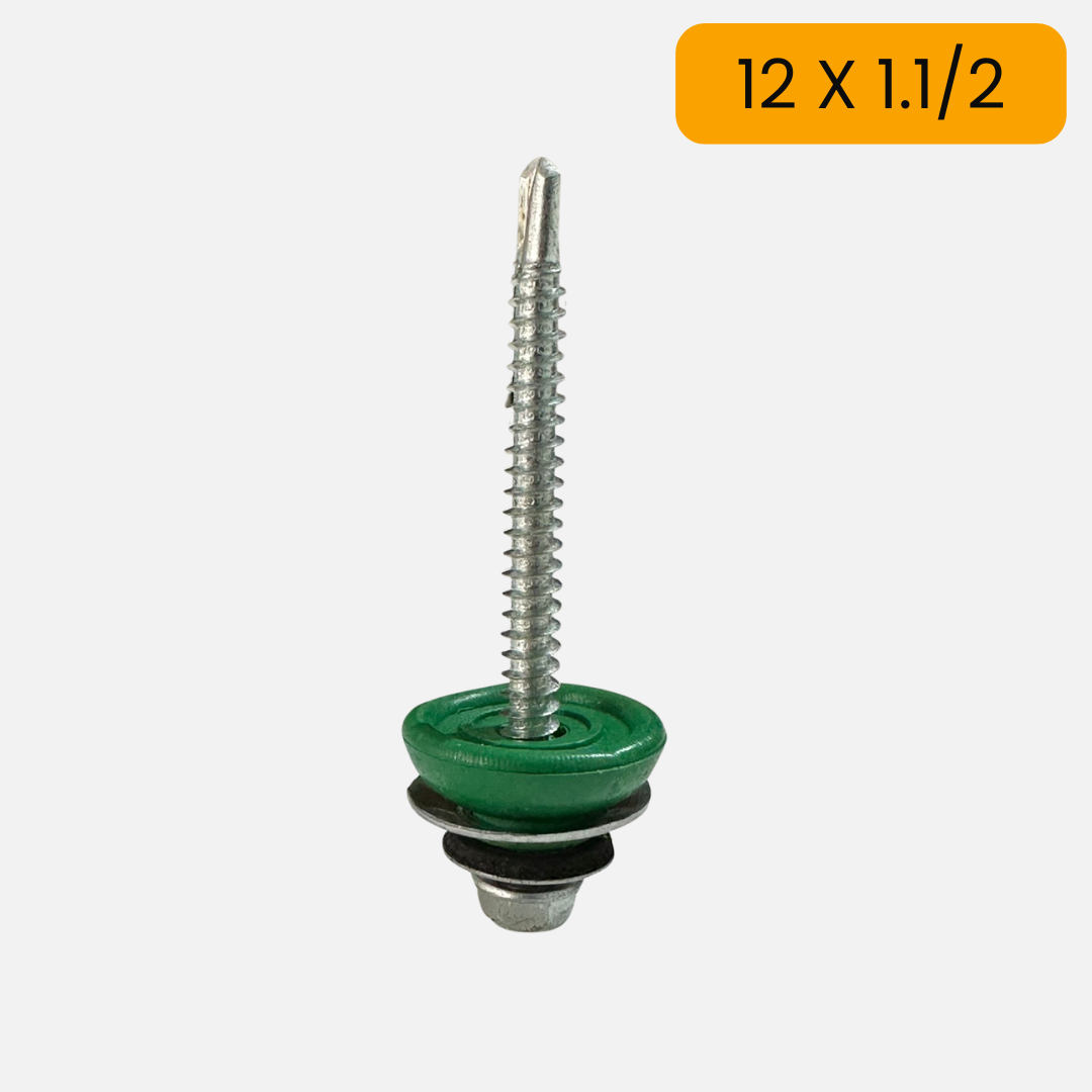 Tornillo hexagonal punta de broca con arandela neopreno 12 X 1.1/2 + arandela capuchón
