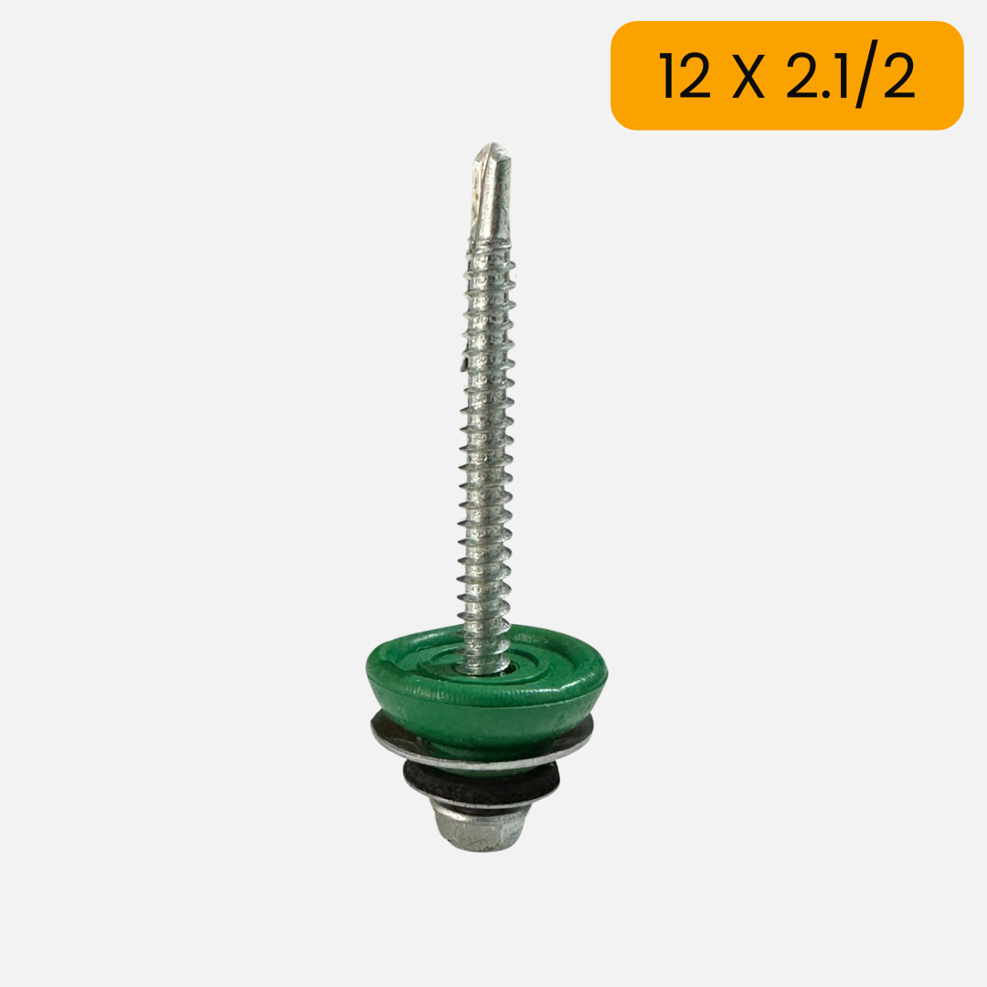 Tornillo hexagonal punta de broca con arandela neopreno 12 X 1.1/2 + arandela capuchón