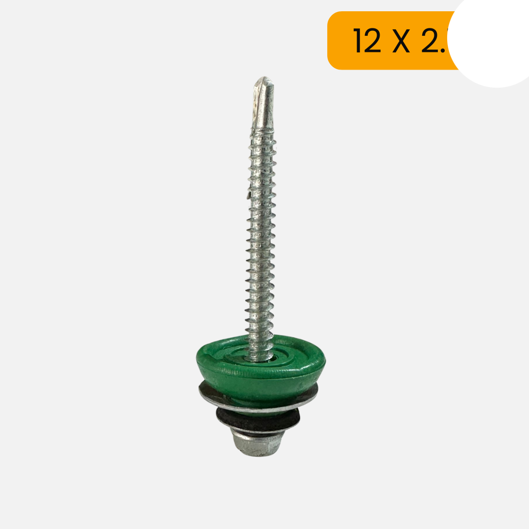 Paquete de 100 UNDS de Tornillo hexagonal punta de broca con arandela neopreno 12 X 2 + arandela capuchón